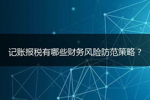 记账报税有哪些财务风险防范策略？