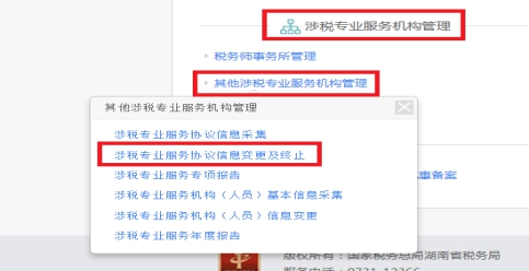 湖南省电子税务局涉税专业服务协议信息变更及终止操作流程说明