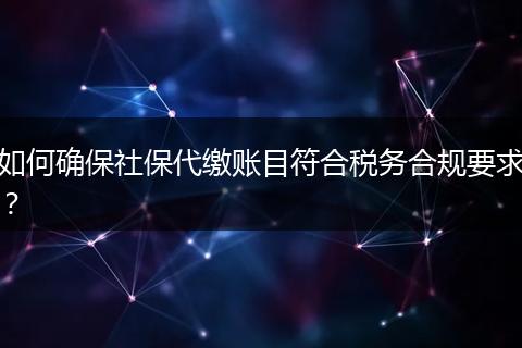 如何确保社保代缴账目符合税务合规要求？