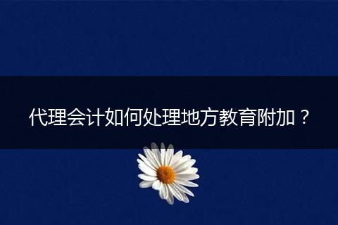 代理会计如何处理地方教育附加?
