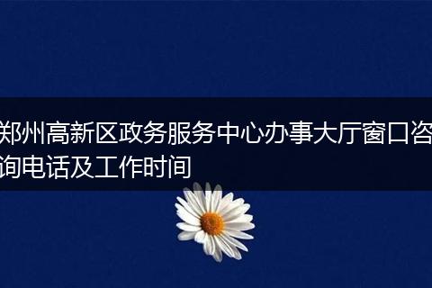 郑州高新区政务服务中心办事大厅窗口咨询电话及工作时间