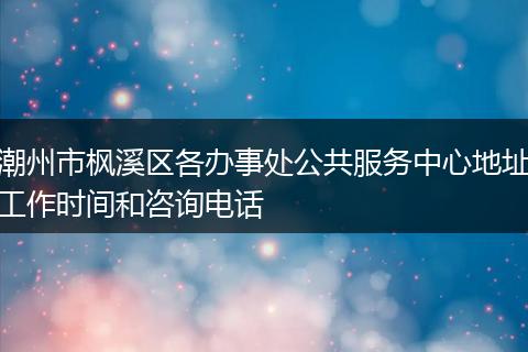 潮州市枫溪区各办事处公共服务中心地址工作时间和咨询电话