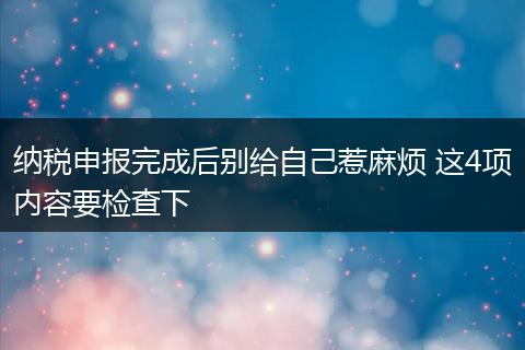 纳税申报完成后别给自己惹麻烦 这4项内容要检查下