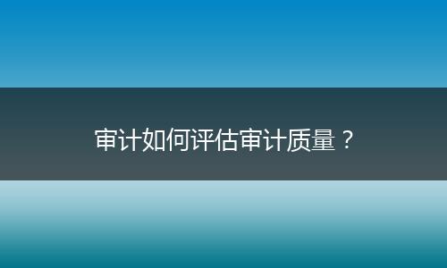 审计如何评估审计质量？