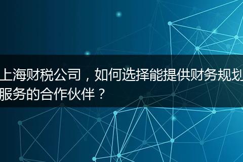 上海财税公司，如何选择能提供财务规划服务的合作伙伴？