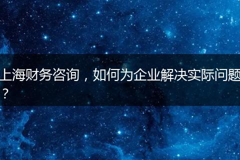 上海财务咨询，如何为企业解决实际问题？