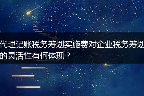 代理记账税务筹划实施费对企业税务筹划的灵活性有何体现?