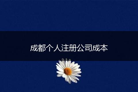 成都个人注册公司成本