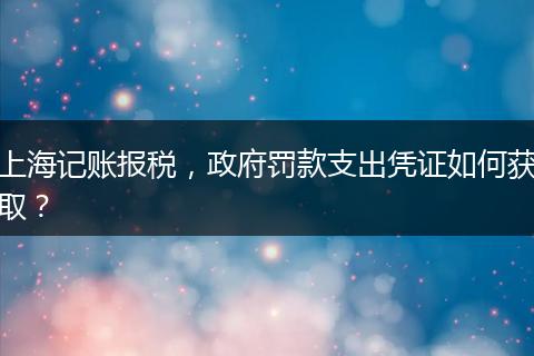 上海记账报税，政府罚款支出凭证如何获取？
