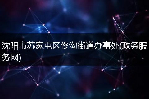 沈阳市苏家屯区佟沟街道办事处(政务服务网)