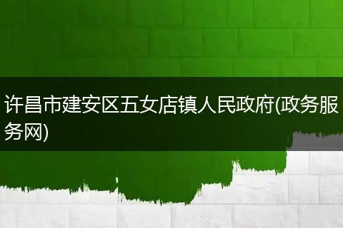 许昌市建安区五女店镇人民政府(政务服务网)