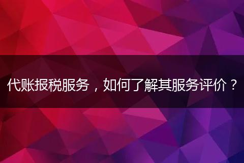 代账报税服务，如何了解其服务评价？