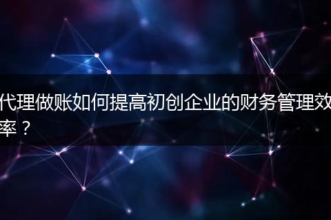 代理做账如何提高初创企业的财务管理效率？