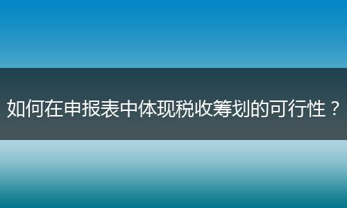 如何在申报表中体现税收筹划的可行性?