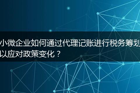 小微企业如何通过代理记账进行税务筹划以应对政策变化？