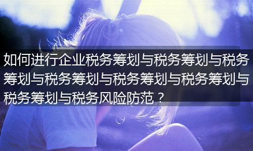 如何进行企业税务筹划与税务筹划与税务筹划与税务筹划与税务筹划与税务筹划与税务筹划与税务风险防范?