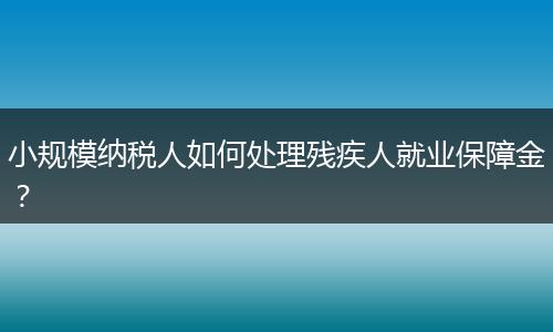 小规模纳税人如何处理残疾人就业保障金?