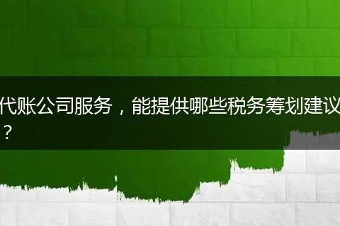 代账公司服务,能提供哪些税务筹划建议?