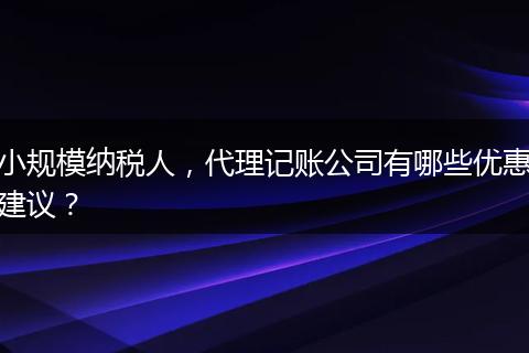 小规模纳税人,代理记账公司有哪些优惠建议?