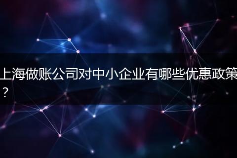 上海做账公司对中小企业有哪些优惠政策？
