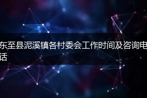 东至县泥溪镇各村委会工作时间及咨询电话