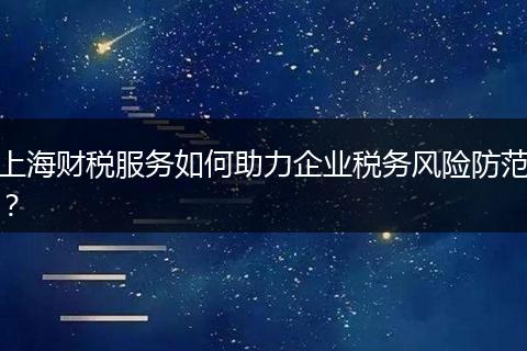上海财税服务如何助力企业税务风险防范?