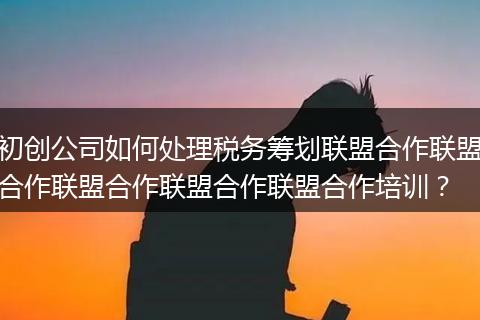 初创公司如何处理税务筹划联盟合作联盟合作联盟合作联盟合作联盟合作培训？