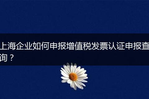 上海企业如何申报增值税发票认证申报查询？