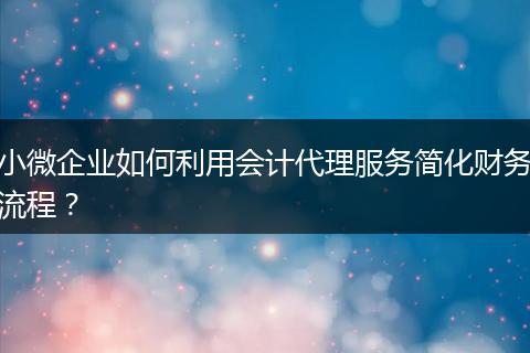 小微企业如何利用会计代理服务简化财务流程？