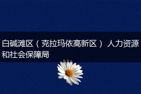 白碱滩区(克拉玛依高新区) 人力资源和社会保障局