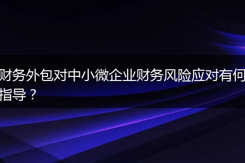 财务外包对中小微企业财务风险应对有何指导？