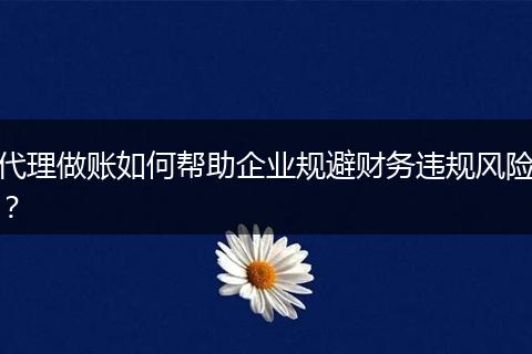 代理做账如何帮助企业规避财务违规风险？
