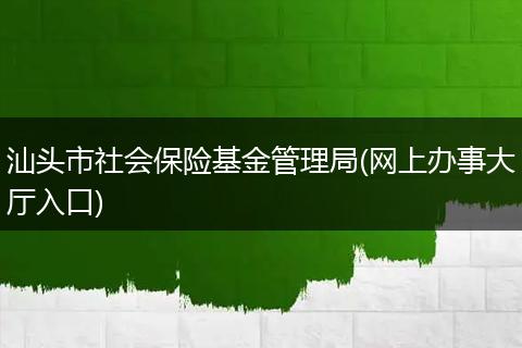 汕头市社会保险基金管理局(网上办事大厅入口)
