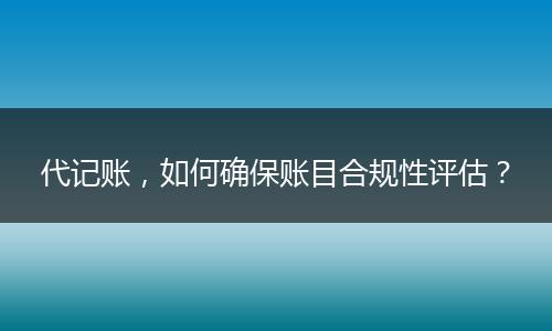 代记账，如何确保账目合规性评估？