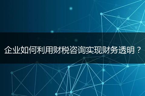企业如何利用财税咨询实现财务透明？