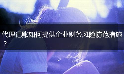 代理记账如何提供企业财务风险防范措施?