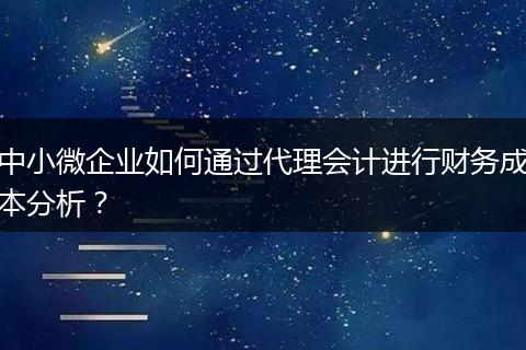 中小微企业如何通过代理会计进行财务成本分析？