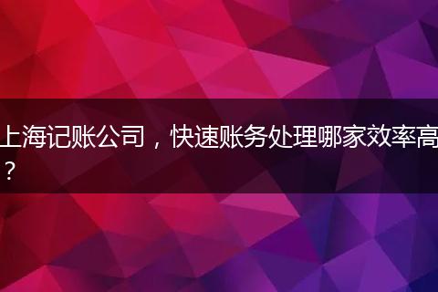 上海记账公司,快速账务处理哪家效率高?