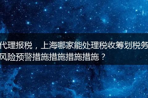 代理报税,上海哪家能处理税收筹划税务风险预警措施措施措施措施?