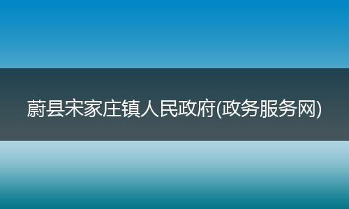 蔚县宋家庄镇人民政府(政务服务网)