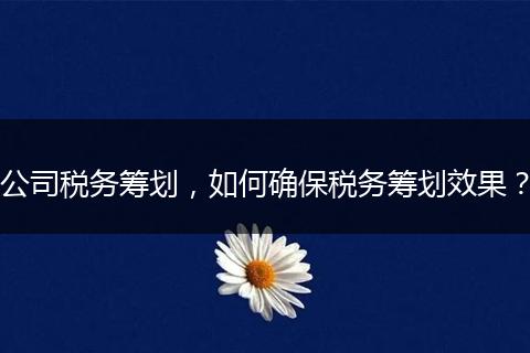 公司税务筹划,如何确保税务筹划效果?