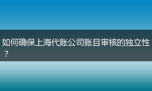 如何确保上海代账公司账目审核的独立性？