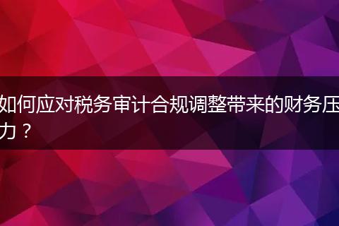 如何应对税务审计合规调整带来的财务压力？