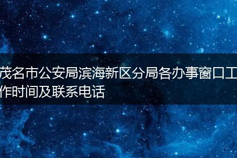 茂名市公安局滨海新区分局各办事窗口工作时间及联系电话