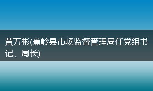 黄万彬(蕉岭县市场监督管理局任党组书记、局长)