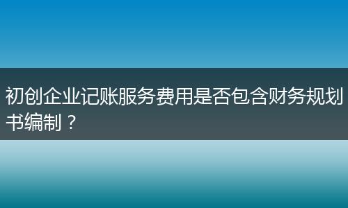 初创企业记账服务费用是否包含财务规划书编制？