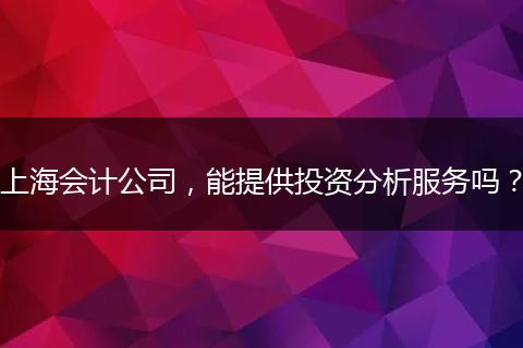 上海会计公司，能提供投资分析服务吗？