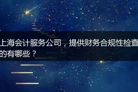 上海会计服务公司，提供财务合规性检查的有哪些？