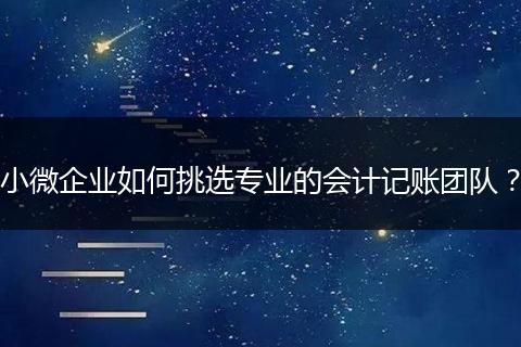 小微企业如何挑选专业的会计记账团队？