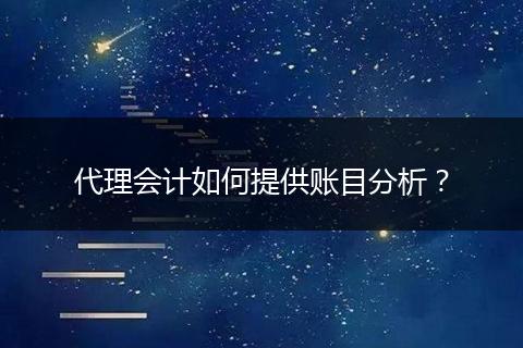 代理会计如何提供账目分析？